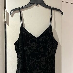 Jessica Simpson Black Velvet Floral Midi body con dress